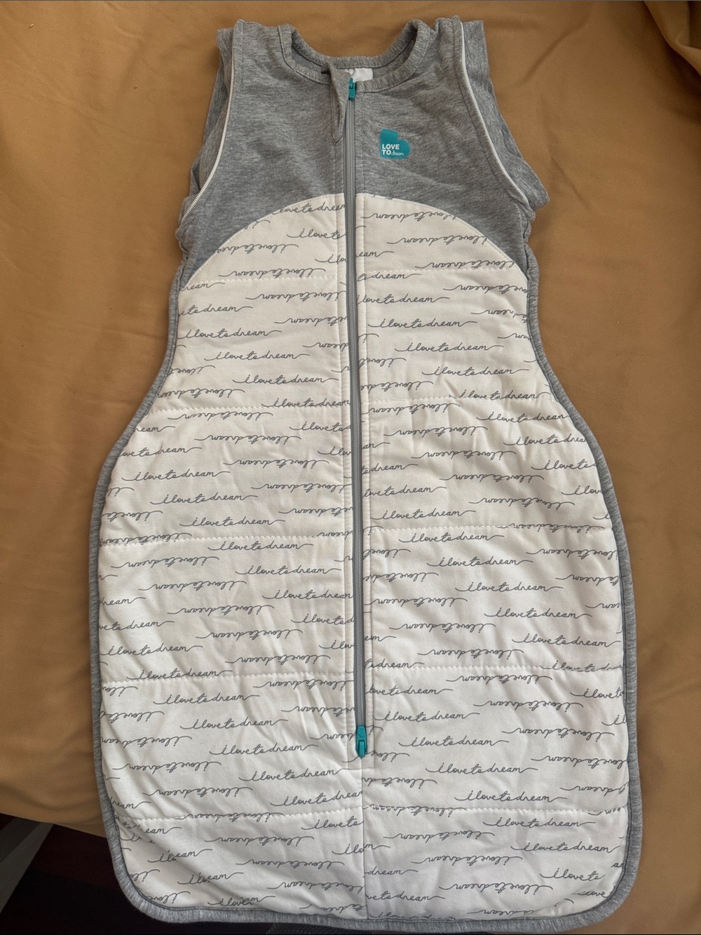 Love to dream gray and white swaddle sleep bag
